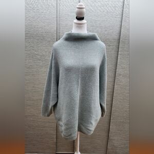The Reset R Label Oversized Sweater funnel neck light blue